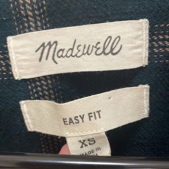 Madewell - Easy Fit Cozy Soft Casual Button Down - Plaid - Green - XS - Picture 2 of 8